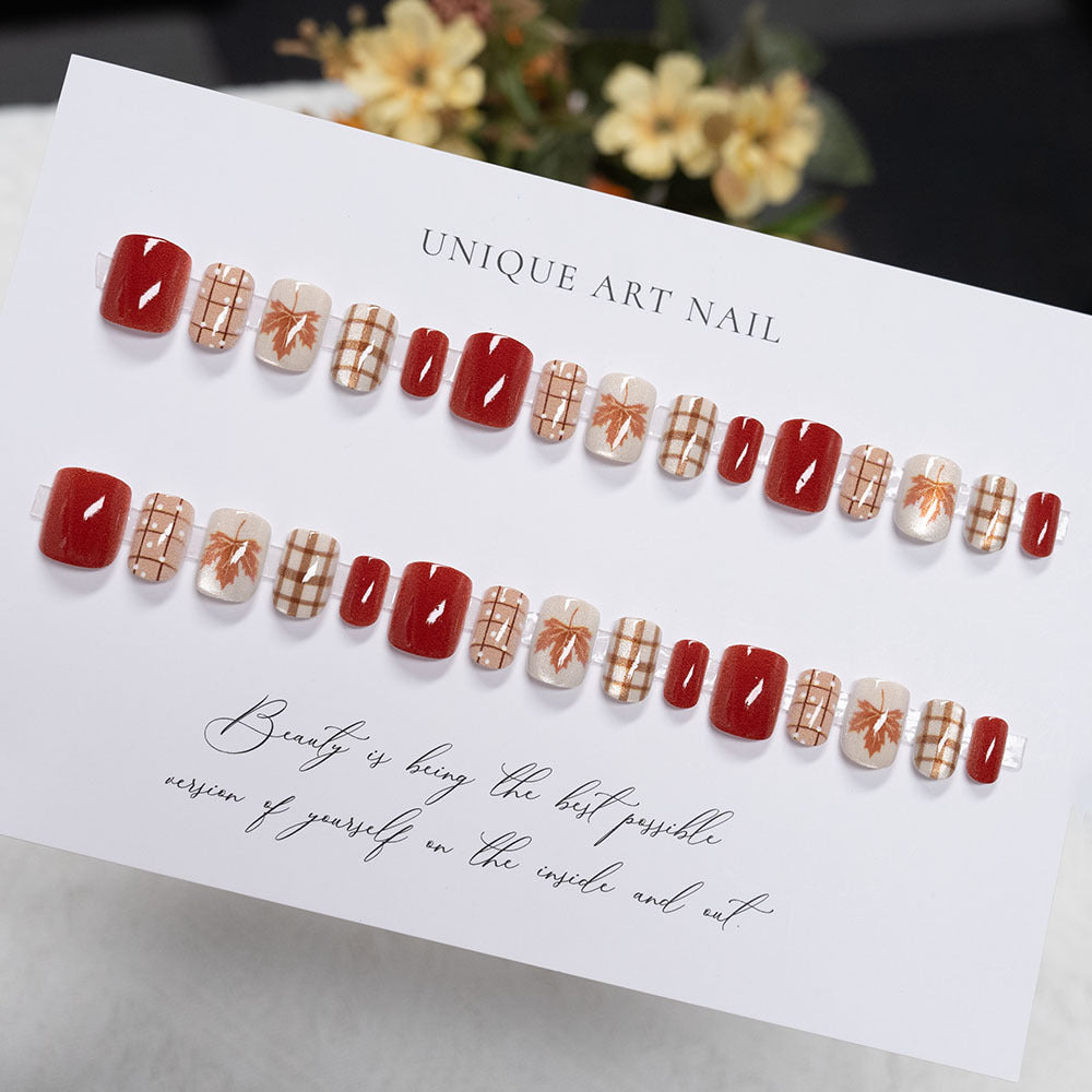 Seasonal Leaf Design Nail Art