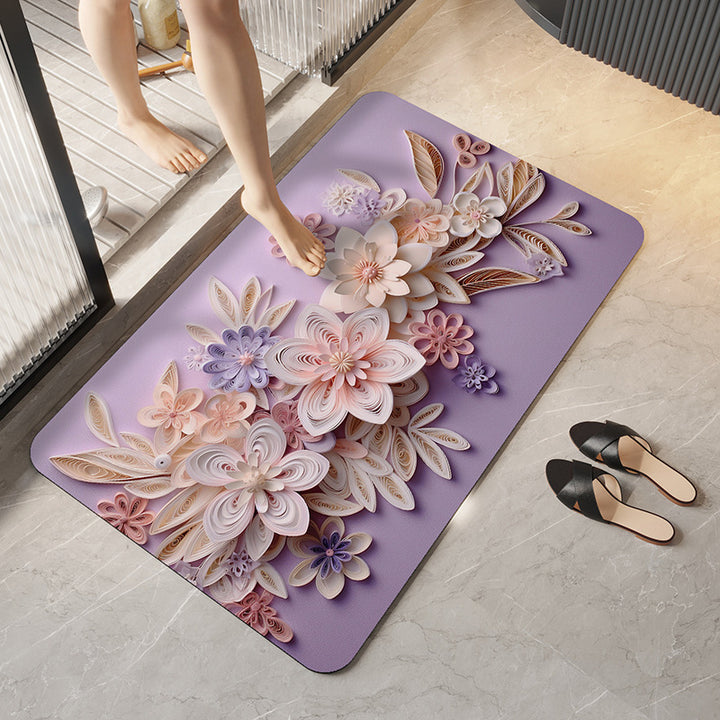 Soft Plush Floral Design Bath Mat