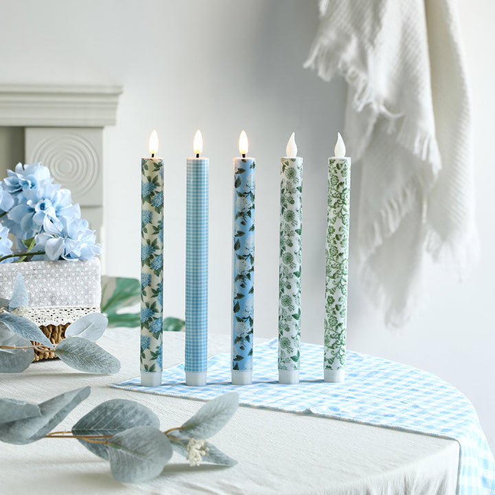Patterned LED Flameless Taper Candle Set