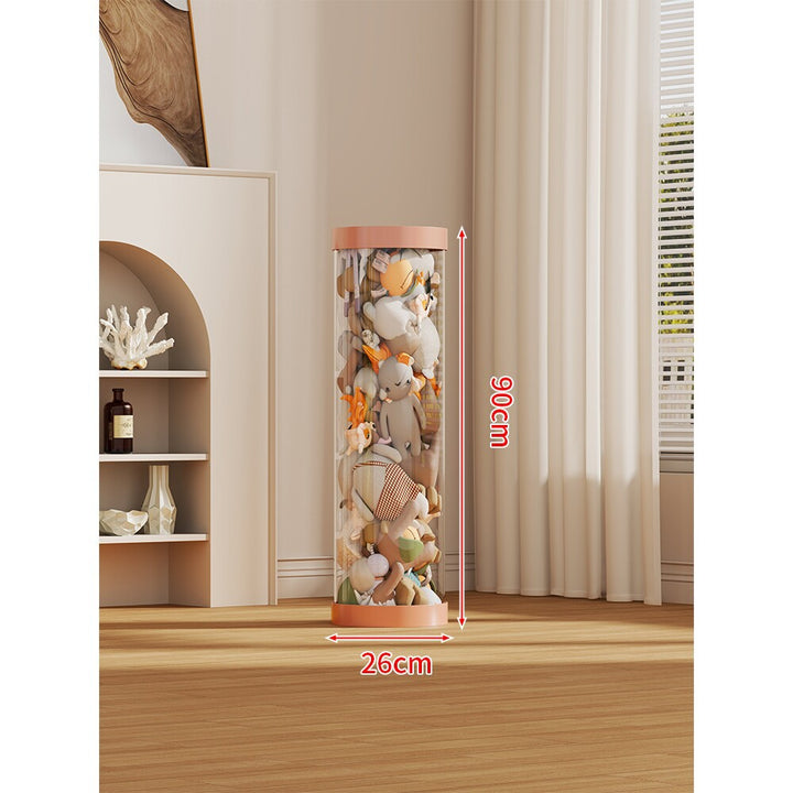 LED-lit Transparent Plush Toy Showcase Cylinder