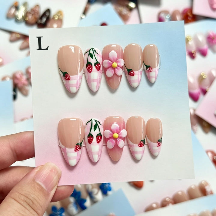 Artistic Fruit-Embellished Press-On Nails