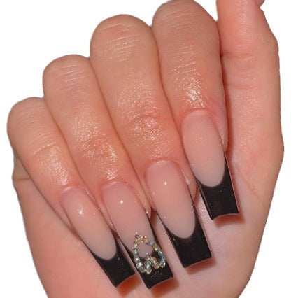 Elegant Long Square Nail Designs with Gem Accents