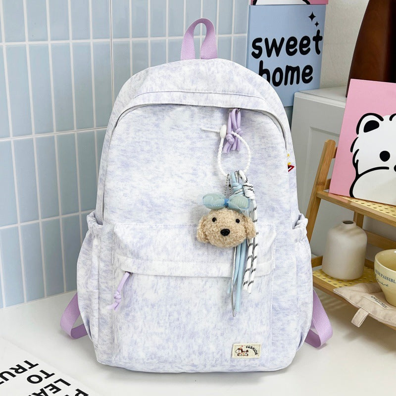 Casual Soft Fabric Backpack with Cute Charm Kalsten