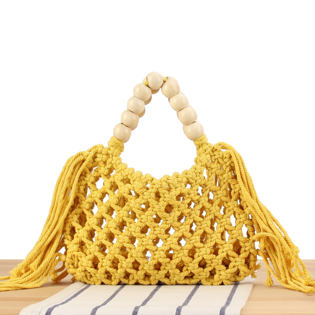 Macrame Handbag with Wooden Handles Kalsten