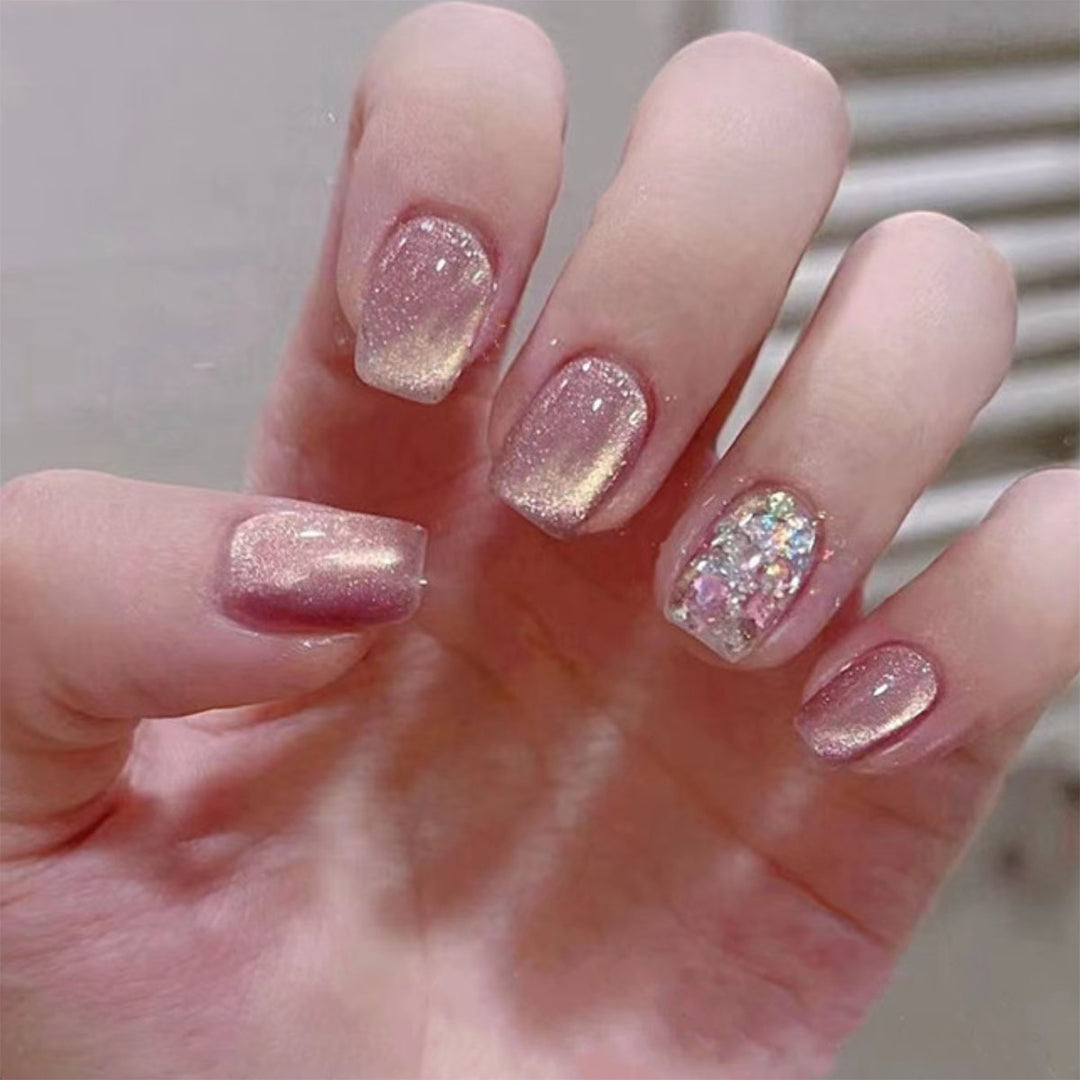 Elegant Press-On Nail Set with Glitter Finish