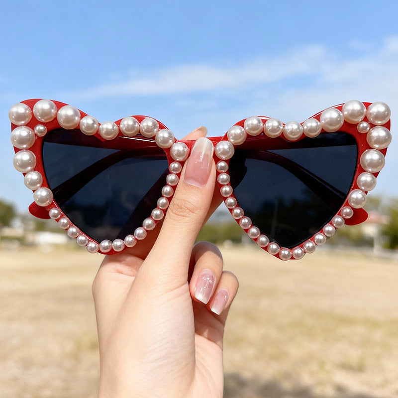 Decorative Pearl-Embellished Cat-Eye Sunglasses Kalsten