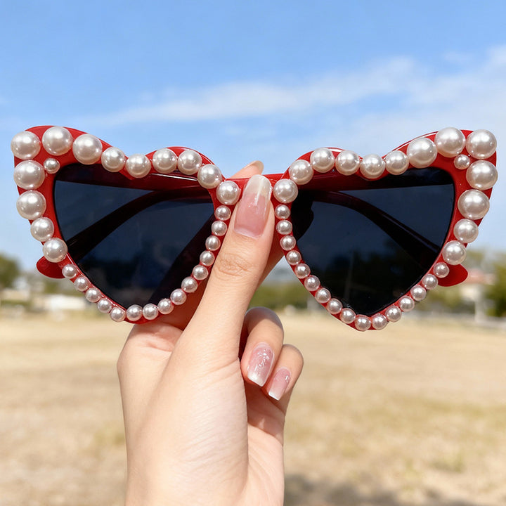 Decorative Pearl-Embellished Cat-Eye Sunglasses Kalsten