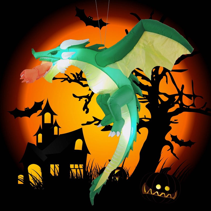 Inflatable dragon with light and fireball
