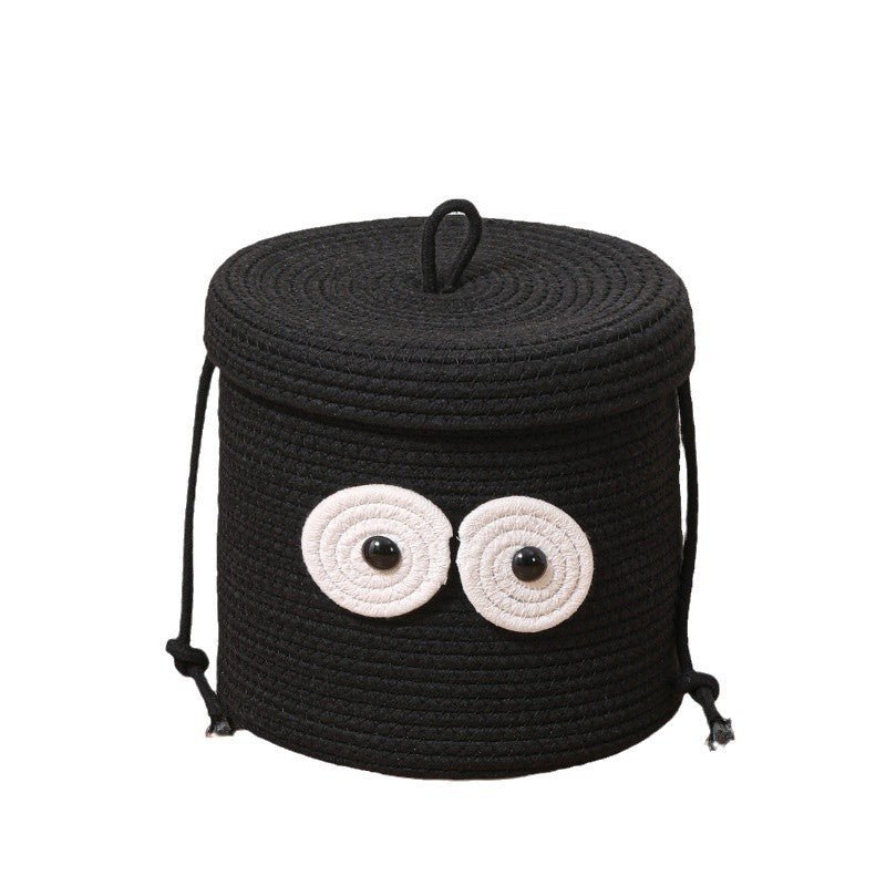 Women's Round Storage Basket with Lid and Eye Design Kalsten