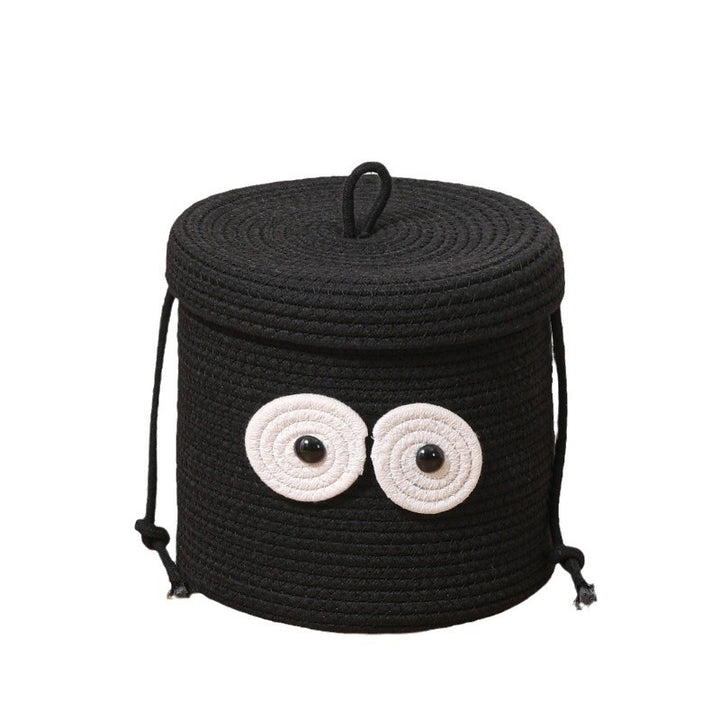 Women's Round Storage Basket with Lid and Eye Design Kalsten