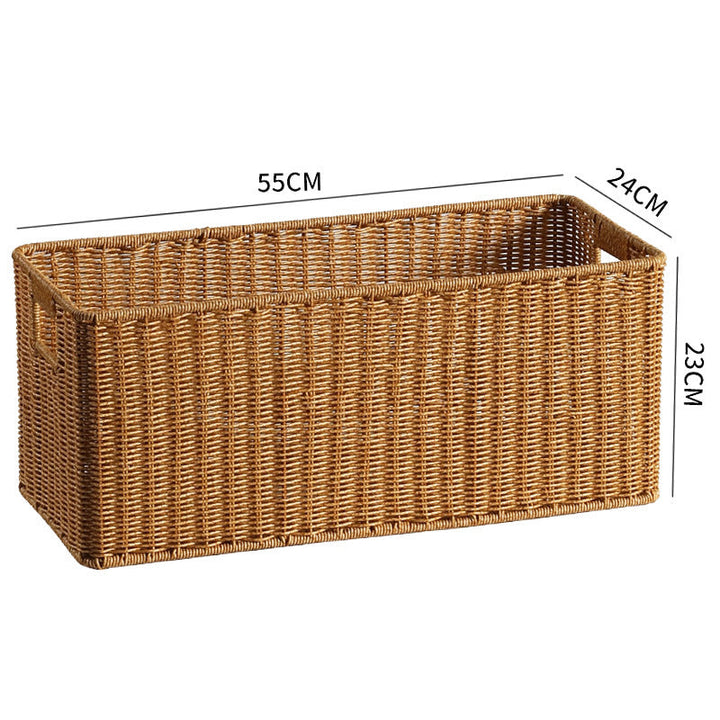 Handwoven Rectangular Storage Bin with Cutout Handles Kalsten