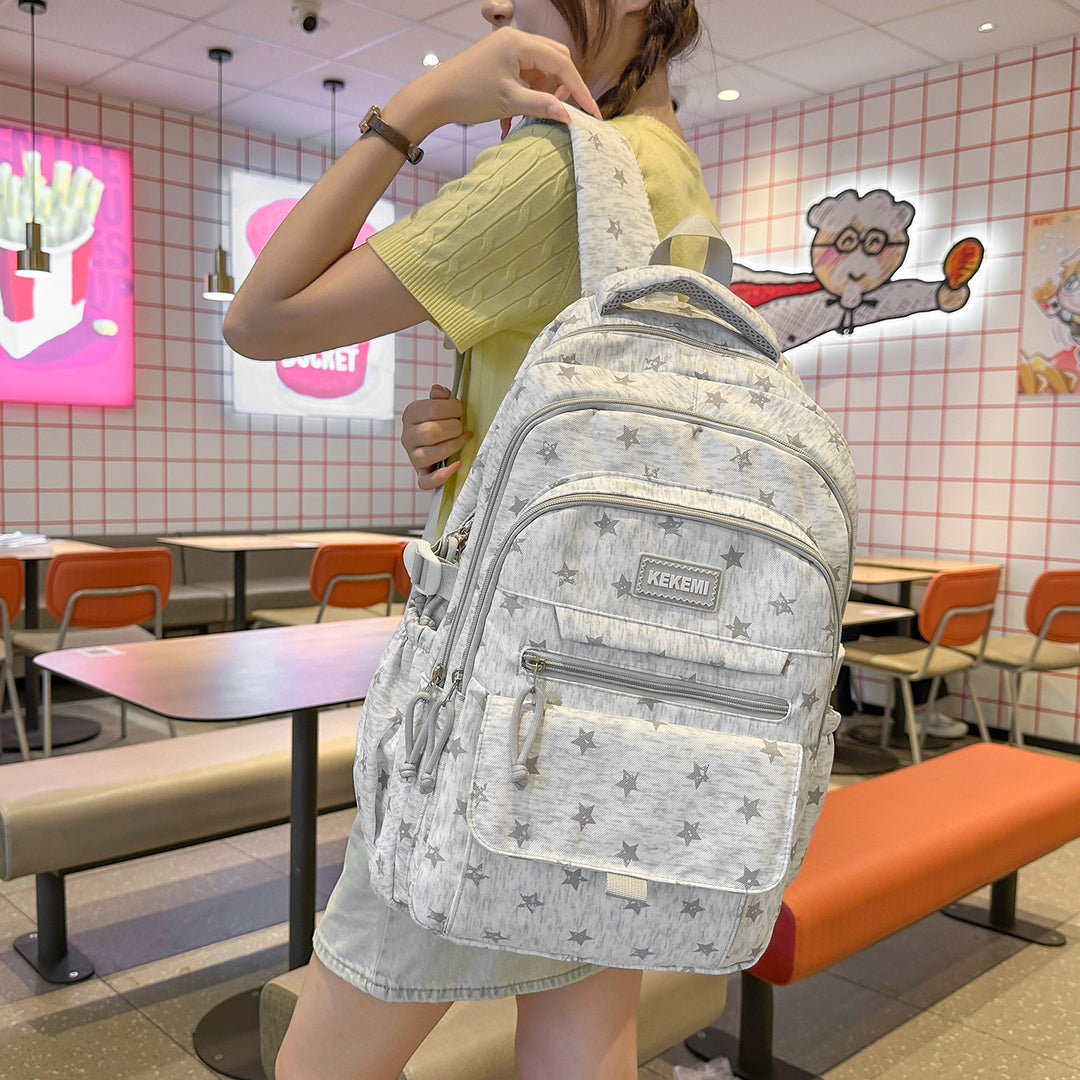 Stylish Star-Printed School Backpack Kalsten