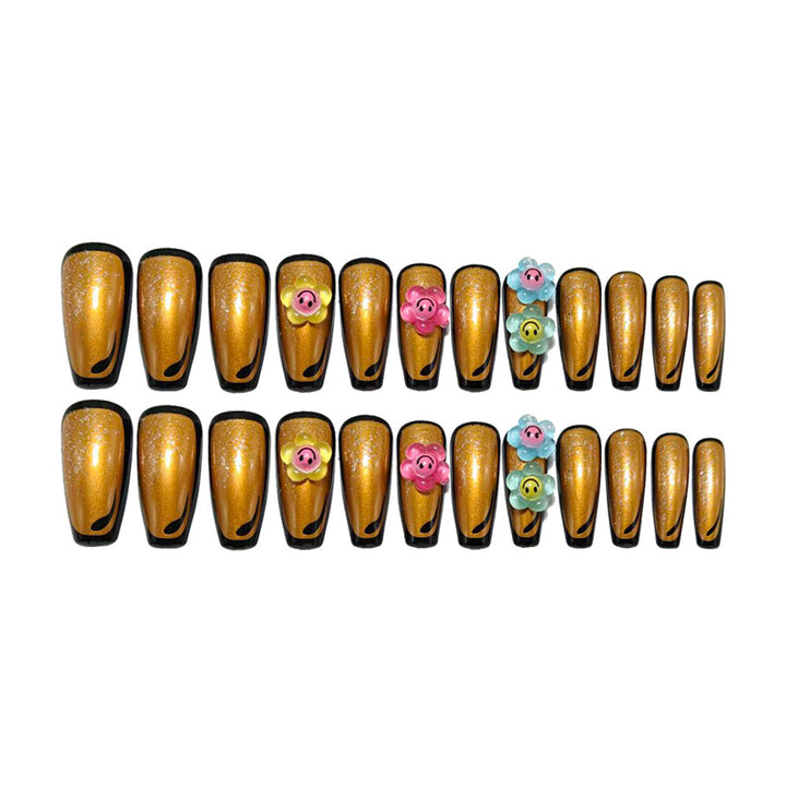 Artificial nails with eye-catching glitter and colorful floral appliqués Kalsten