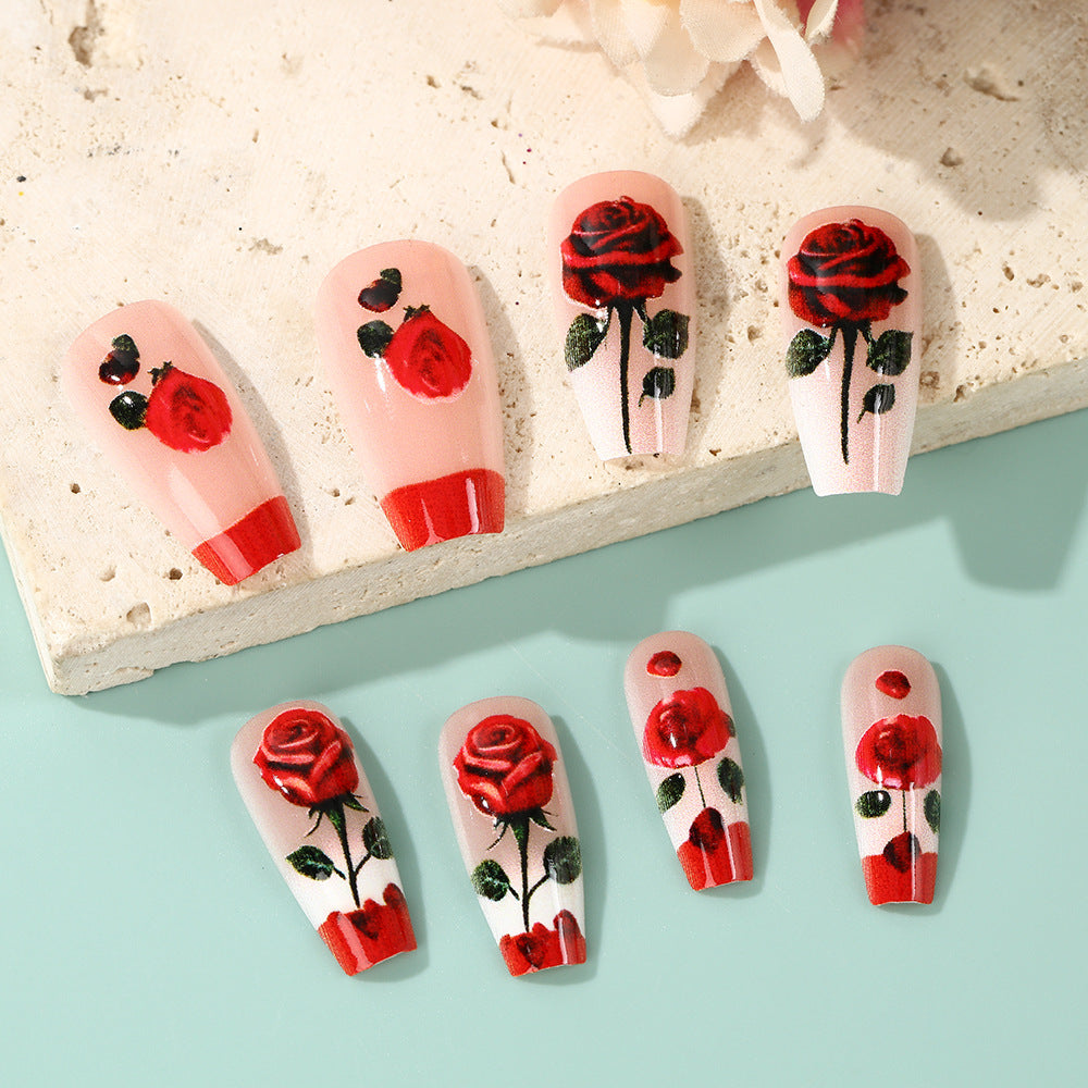 Artificial nails with romantic rose design Kalsten