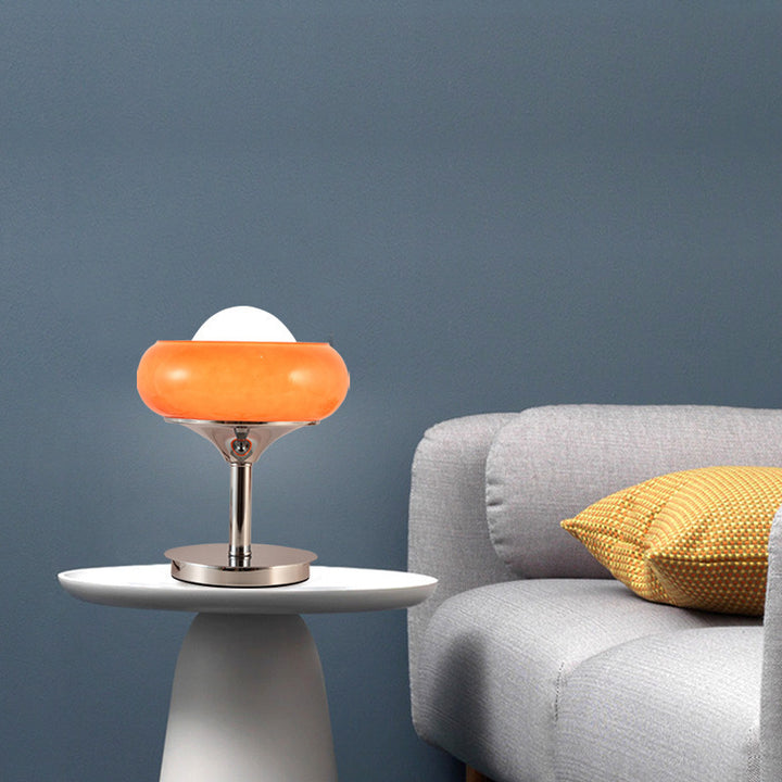 Modern Table Lamp with Sleek Metal Base and Soft Glow Shade