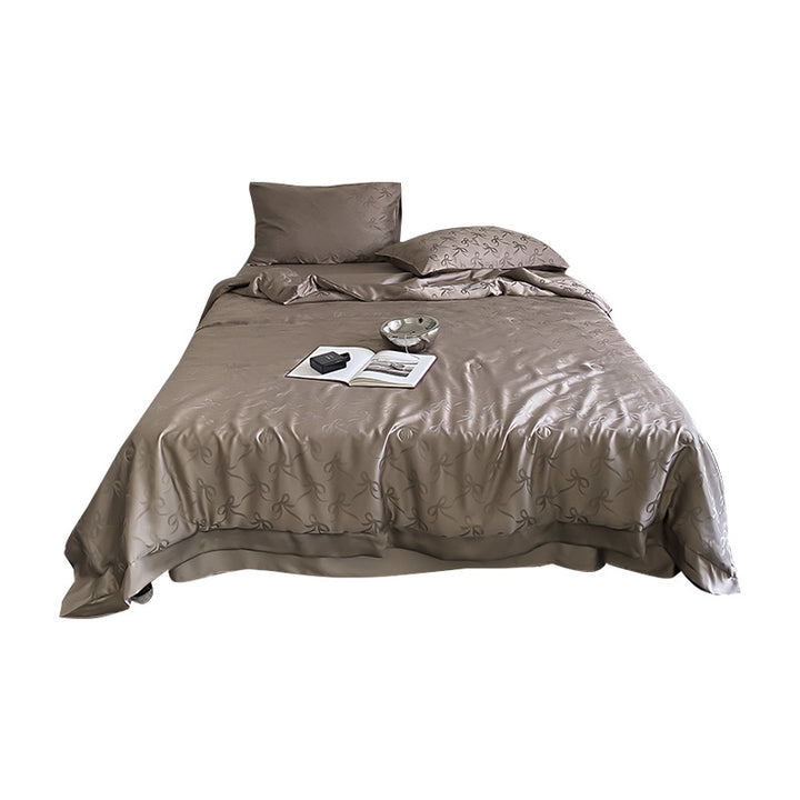 Premium Satin bedding set with fine jacquard relief and silky matte finish