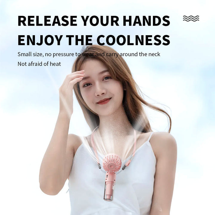 Cooling compact rechargeable folding misting handheld fan with transparent water reservoir detachable base and four speed brushless motor Kalsten