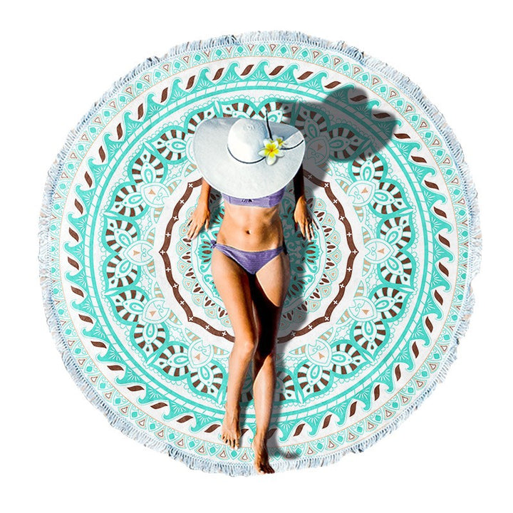 Round beach blanket with floral watercolor motifs Kalsten