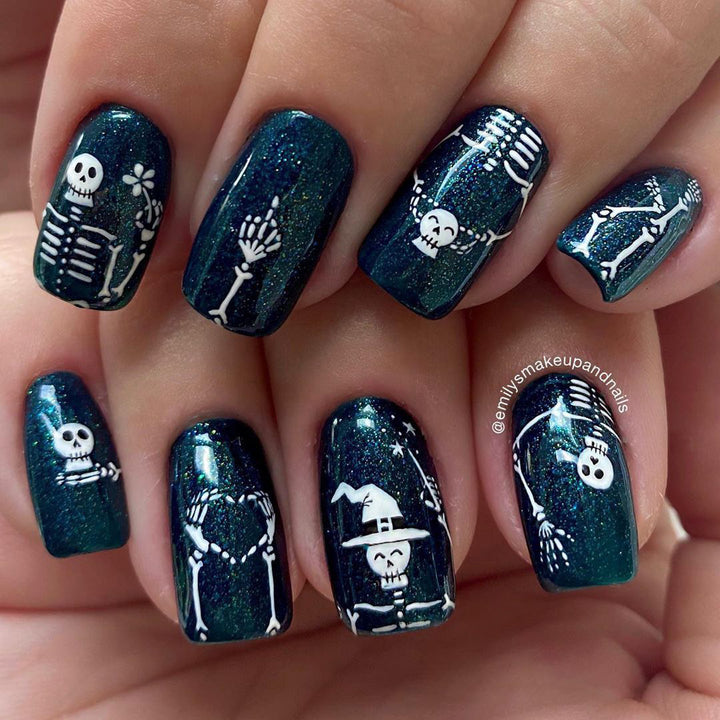 Halloween-Themed Skeleton Nail Art Set