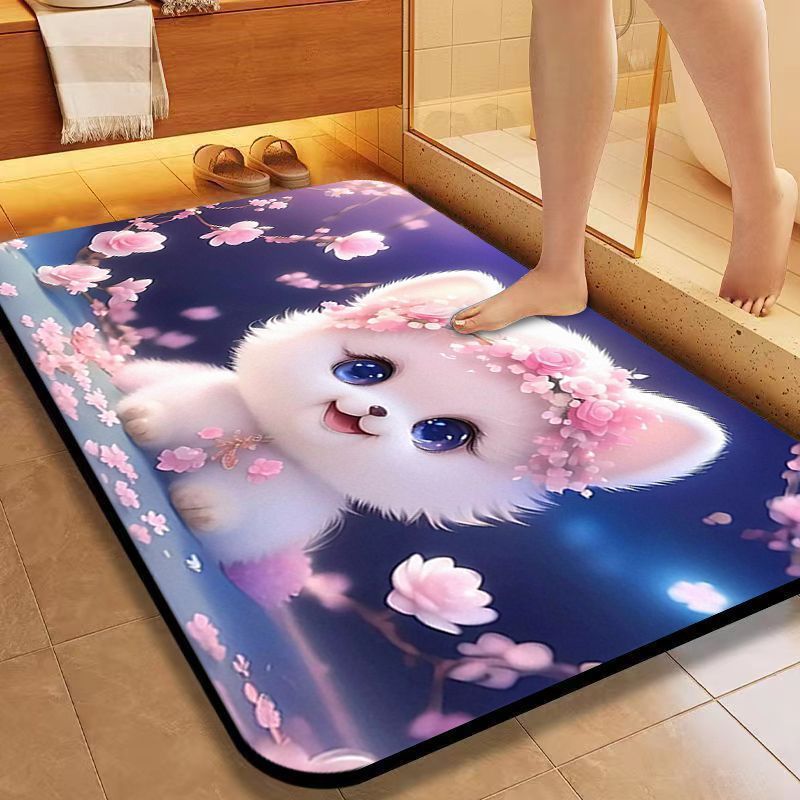 Cute Cat-Themed Bath Mat Kalsten