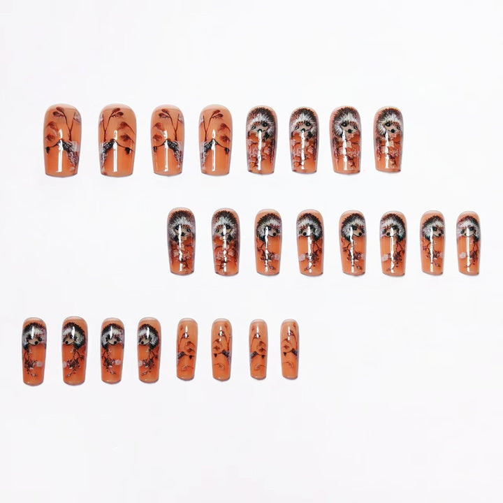 Artificial nails with cute hedgehog design Kalsten
