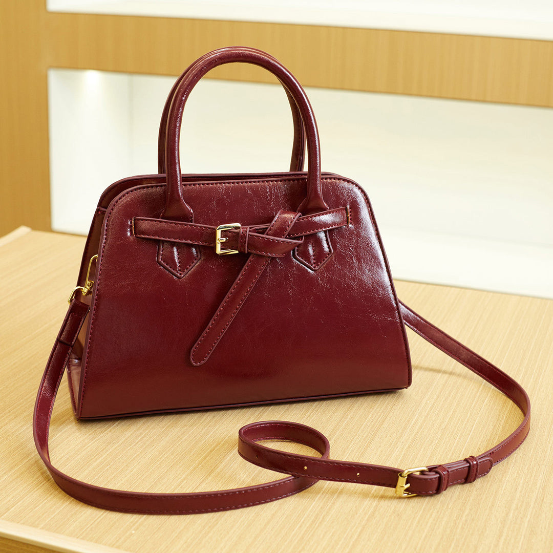 Elegant Leather Handheld Satchel