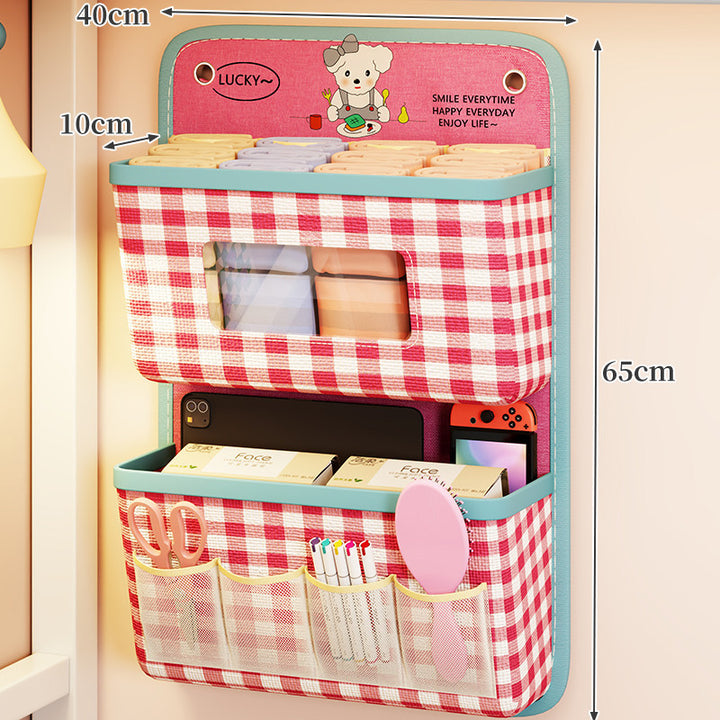 Hanging Three-Tier Fabric Wall Organizer with Front Window and External Pockets