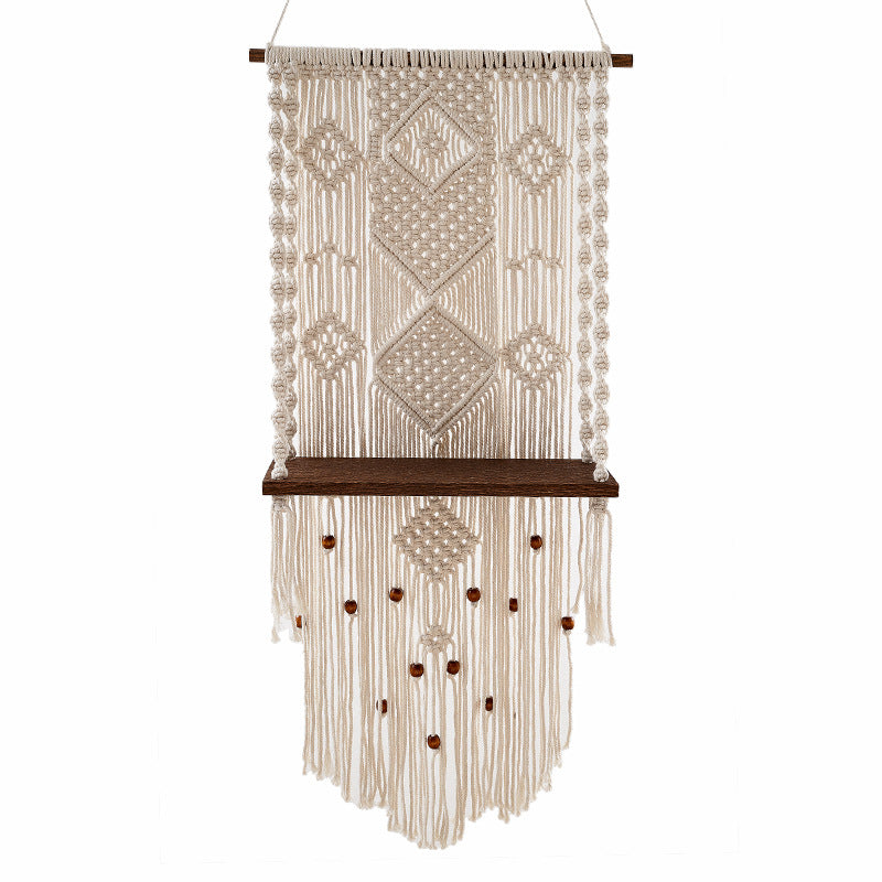 Macrame Wall Hanging with Decorative Shelf Kalsten