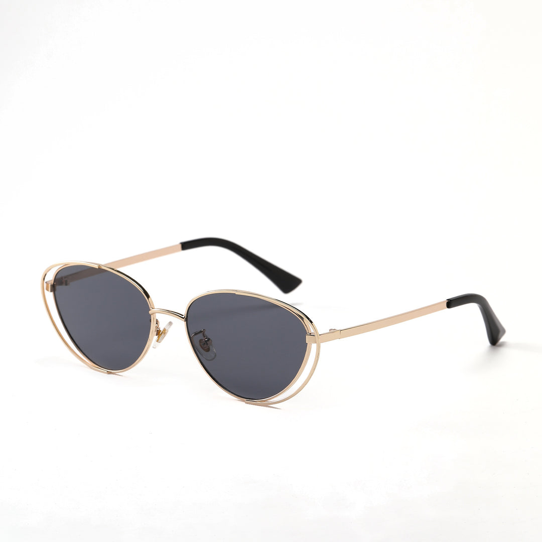 Ladies geometric sunglasses with red lenses and elegant metal frame Kalsten