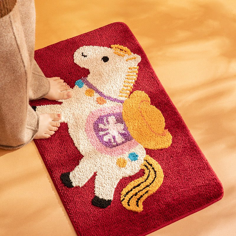 Kids bath mat with quilted pony applique and non-slip underside Kalsten