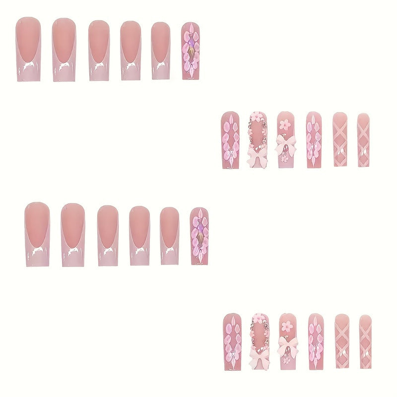 3D Floral Bow Press-On Nails Set Kalsten