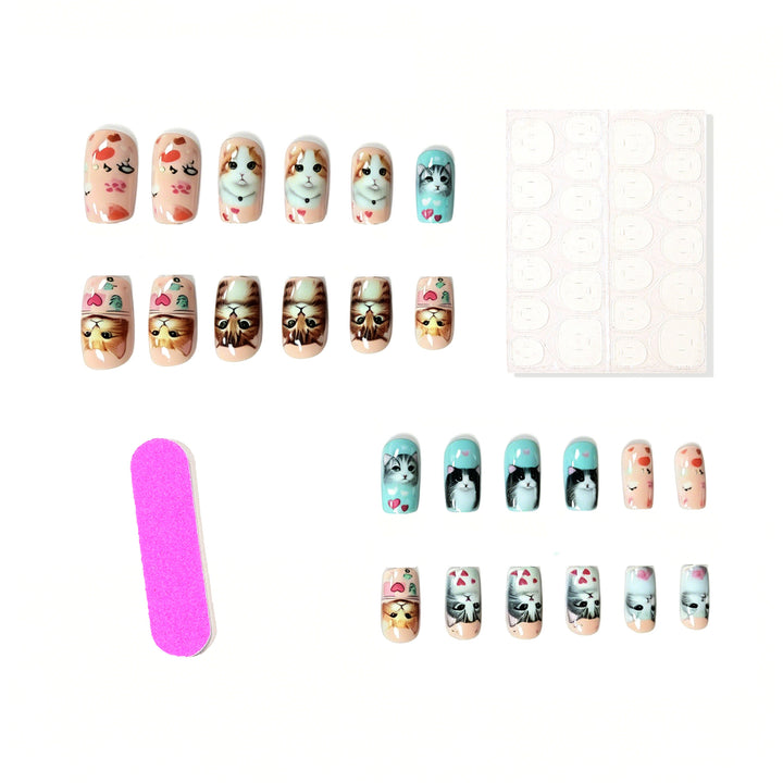 Artistic Cat-Themed Nail Extensions Kalsten