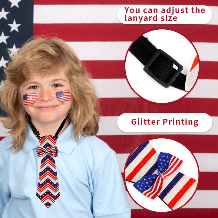Unisex nan patriotic striped pet necktie with adjustable elastic collar Kalsten