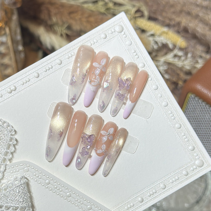 Floral-Inspired Stiletto Press-On Nail Design Kalsten