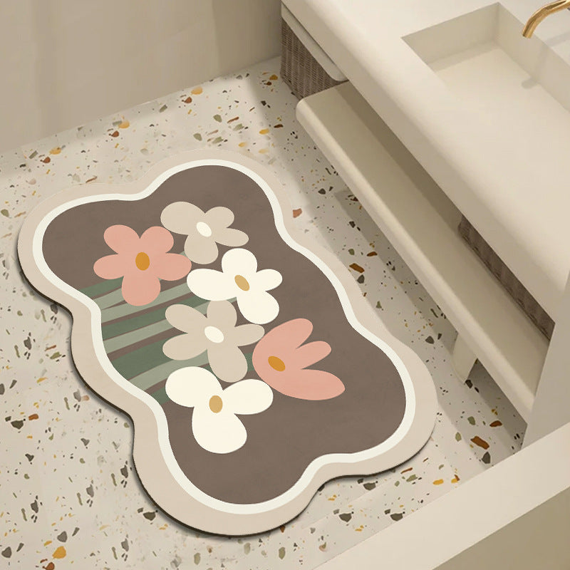 Floral Patterned Bathroom Mat