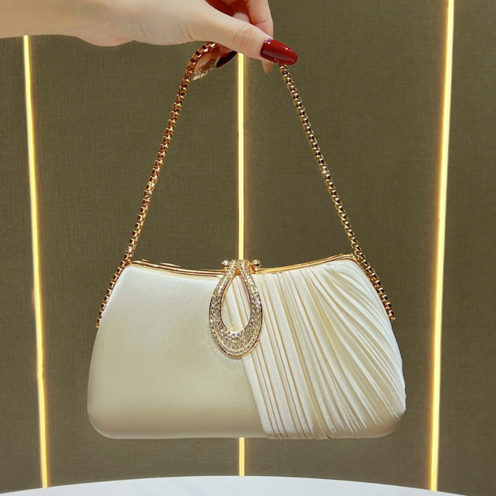 Pleated Evening Purse with Decorative Chain