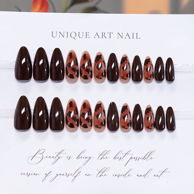 Artistic Stiletto Press-On Nails with Abstract Design