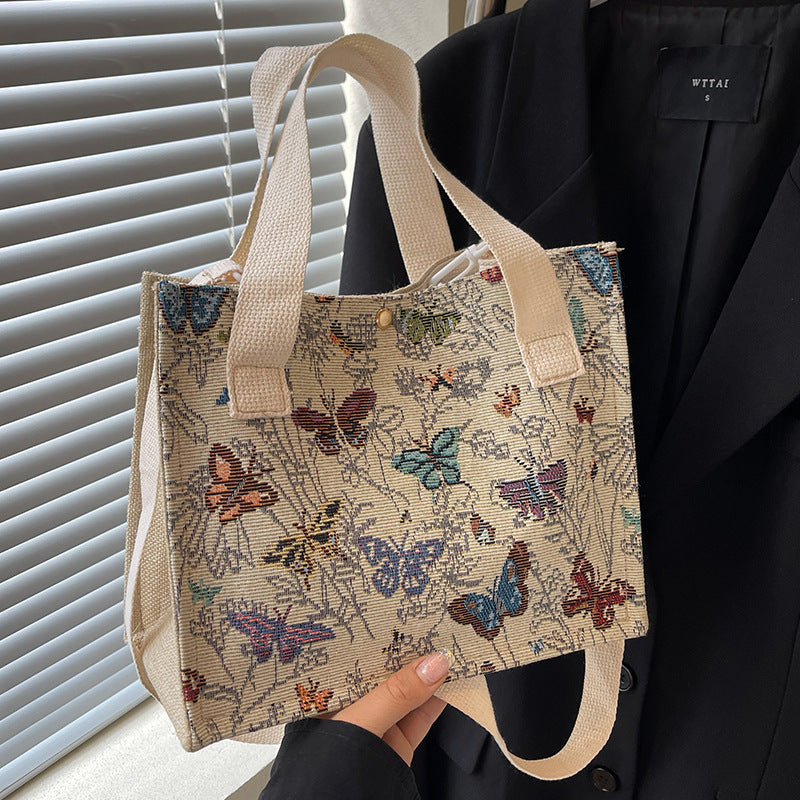 Floral Embroidered Canvas Tote Bag  1790616768