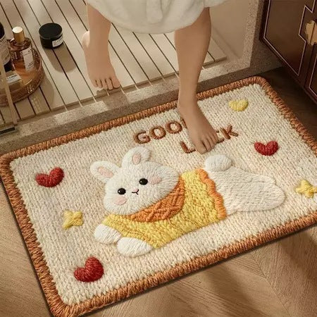 Cartoon Rabbit-Themed Bath Mat