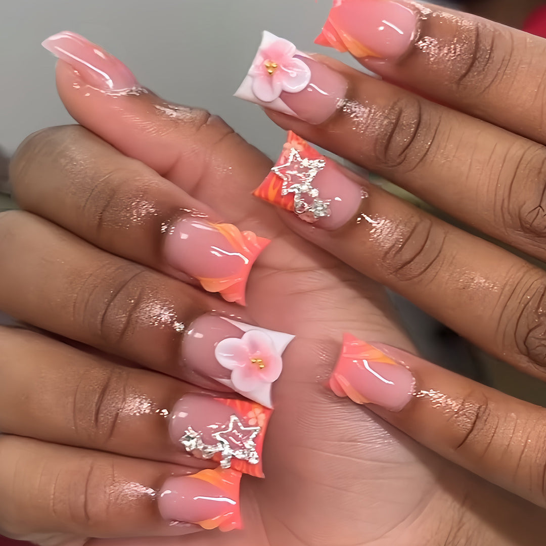 Glamorous Floral-Embellished Nail Art Extensions Kalsten