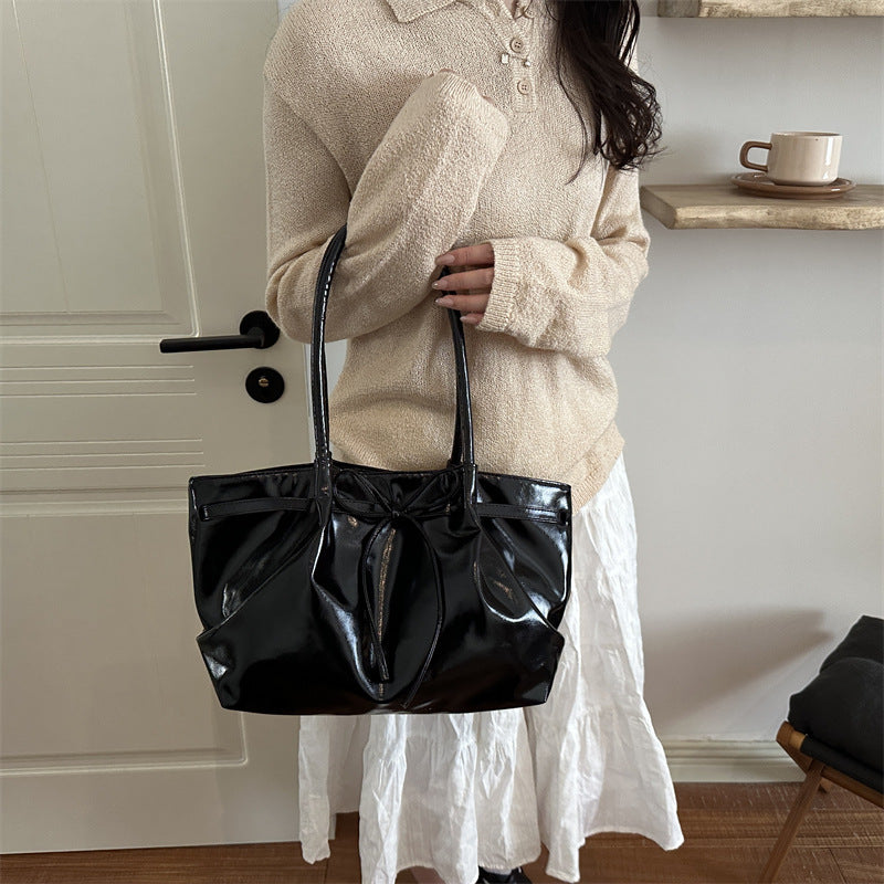 Sleek Patent Leather Tote Bag