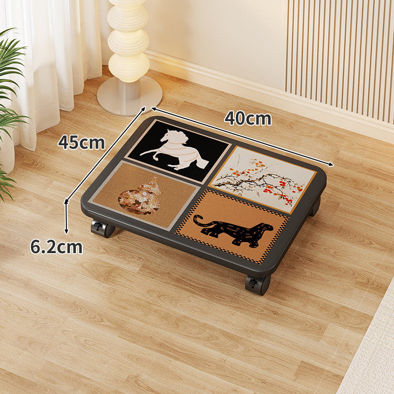 Low-Profile Under-Bed Rolling Storage Platform with Cartoon Top and Locking Casters