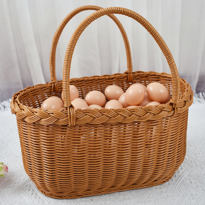 Handwoven Storage Basket with Braided Handles Kalsten