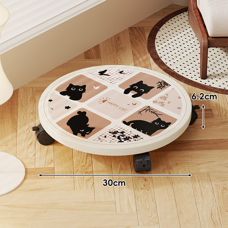 Round Decorative Rolling Plant Dolly with Locking Swivel Casters