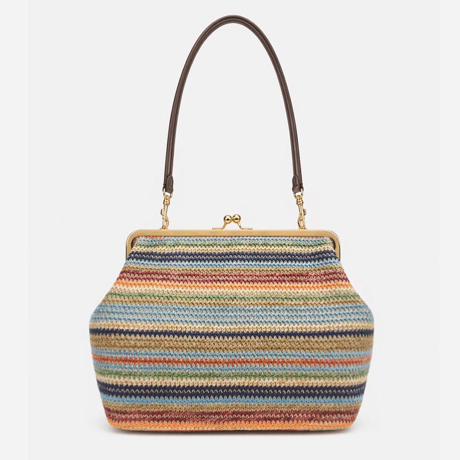 Handcrafted Multi-Stripe Knitted Shoulder Bag