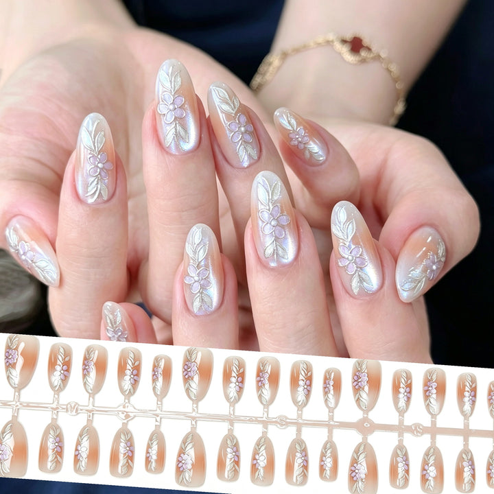 Elegant Floral Design Press-On Nails
