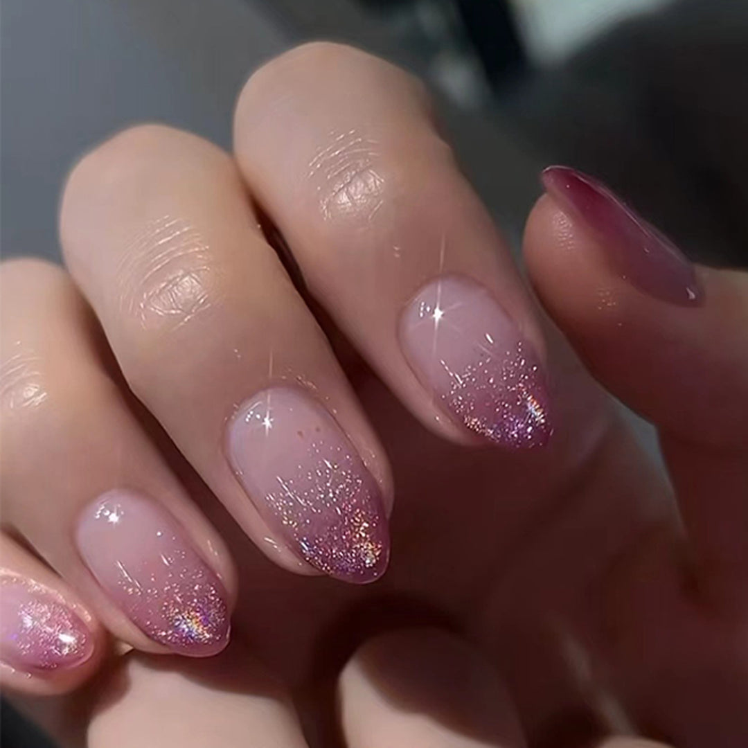 Shiny nail extensions with gentle ombre effect Kalsten