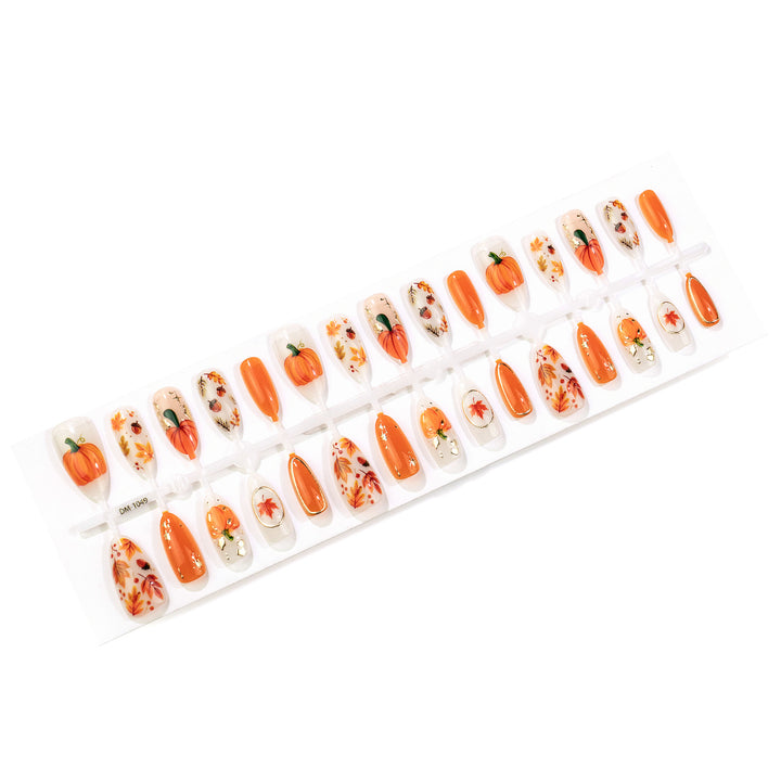 Artistic Autumn-Themed Press-On Nail Art Set Kalsten