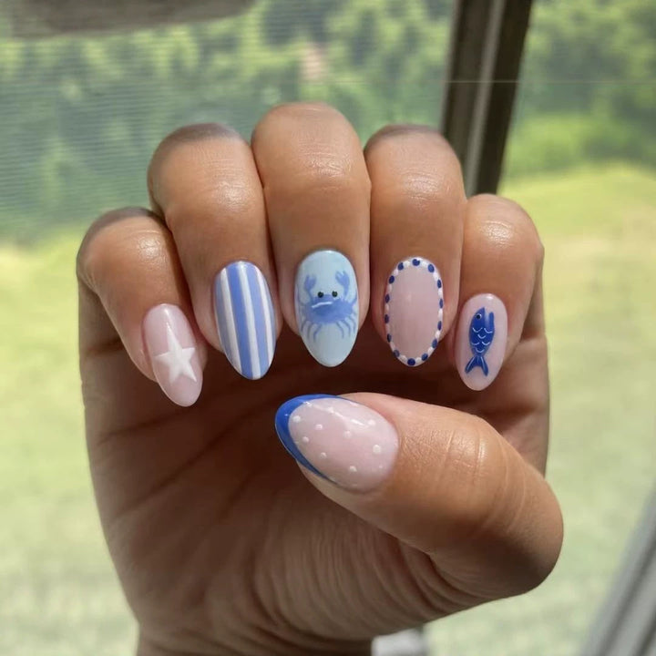Art nail set with unique maritime motifs Kalsten