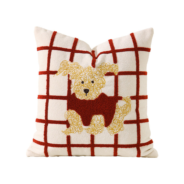 Decorative pillow with embroidered dog apple motif and soft terry cover Kalsten